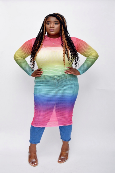 Multicolor Sheer Bodycon Maxi Dress Ten Twenty Boutique